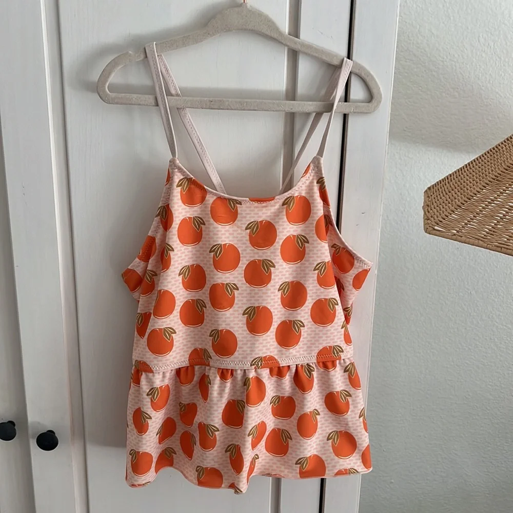 Pink Chicken Girls' Ruffle Tankini Swim Tank Top Tangerine Oranges